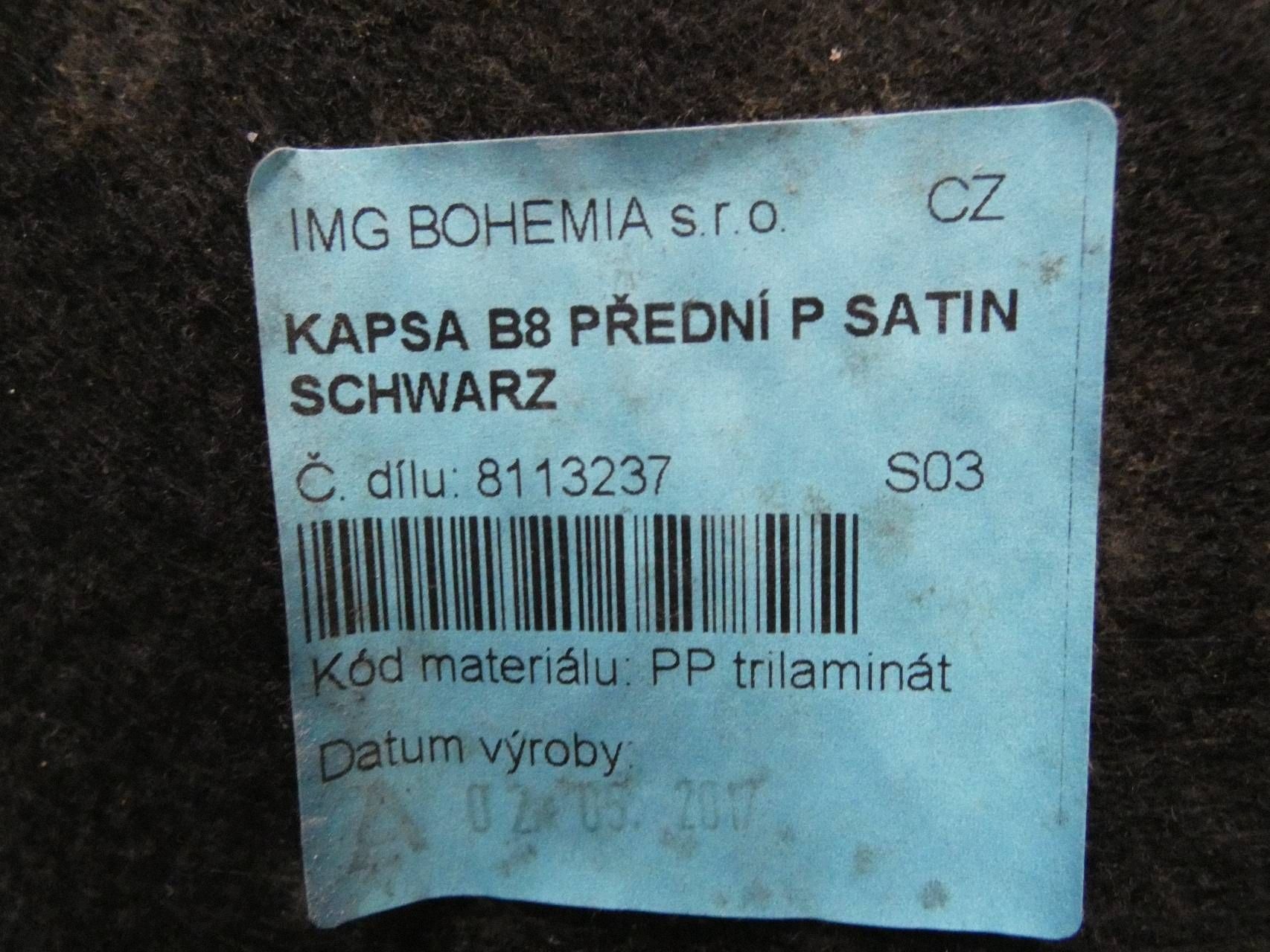 SKODA SUPERB III 3V side upholstery door right front