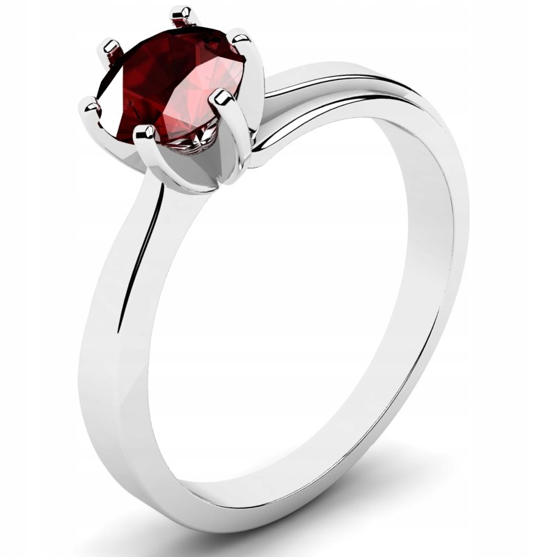 

Pierścionek Z Białego Złota Z Bordową Cyrkonią 6MM