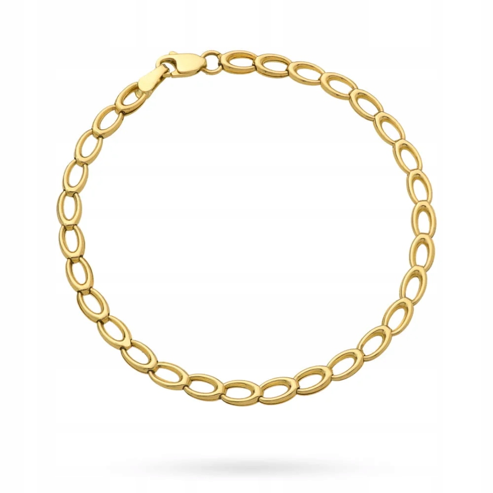 Elegantní zlatý náramek 585 14k geometrický, jednotné ovály jako dárek