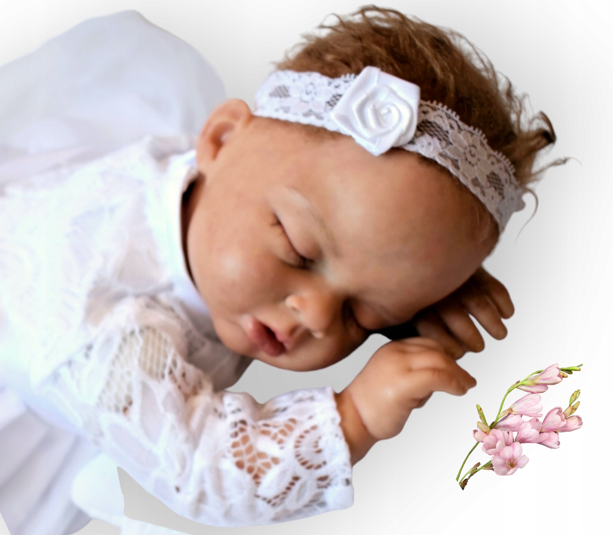 OPASKA KORONKOWA RÓŻA Chrzest Wesele