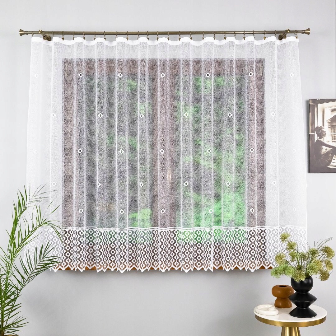 Krátká Moderní Záclona S Páskou Geometrický Vzor 25785 300X150