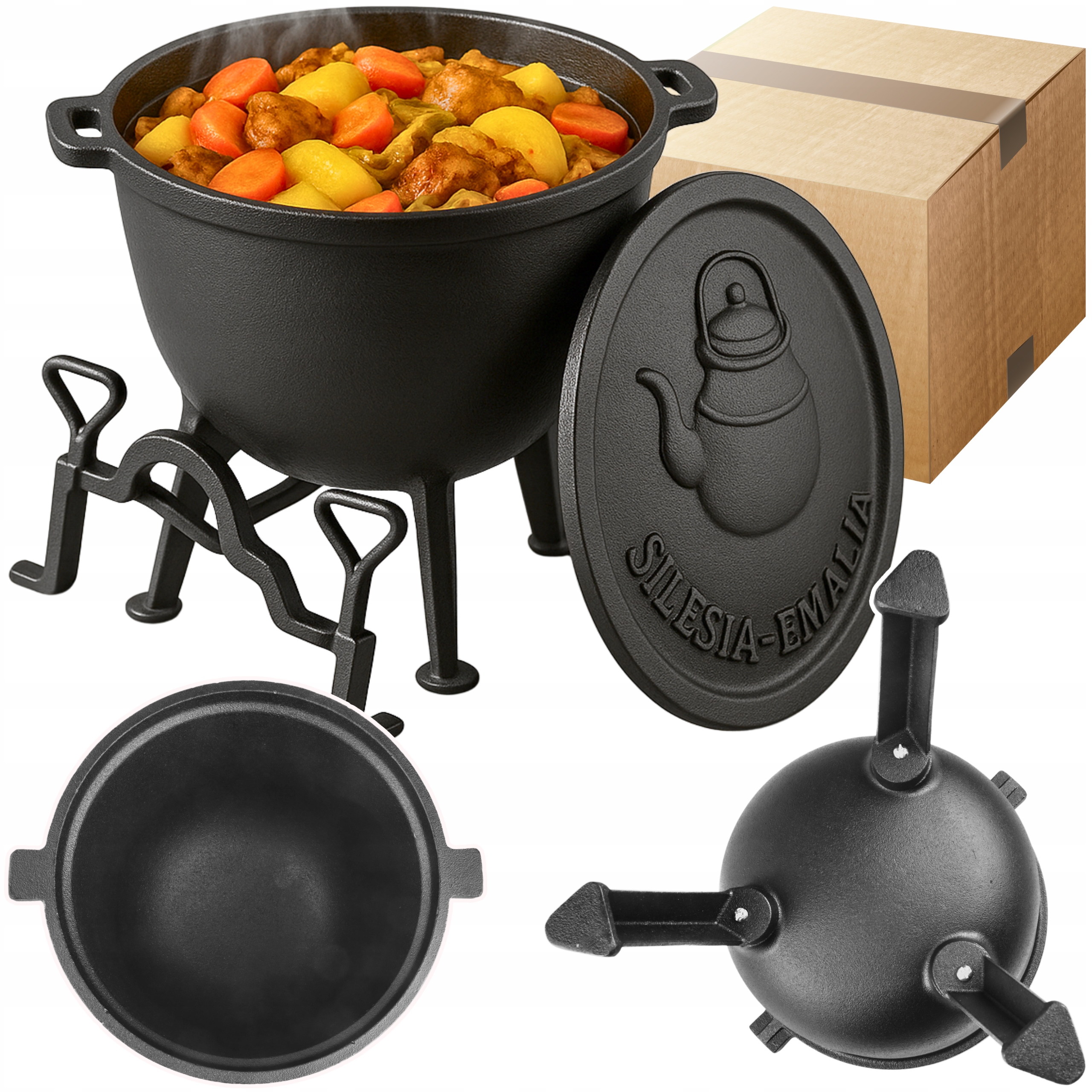 Litinový Kotlík 8 L Lovecký Hrnec Maďarský Pečeně 8 L Ohniště Gril