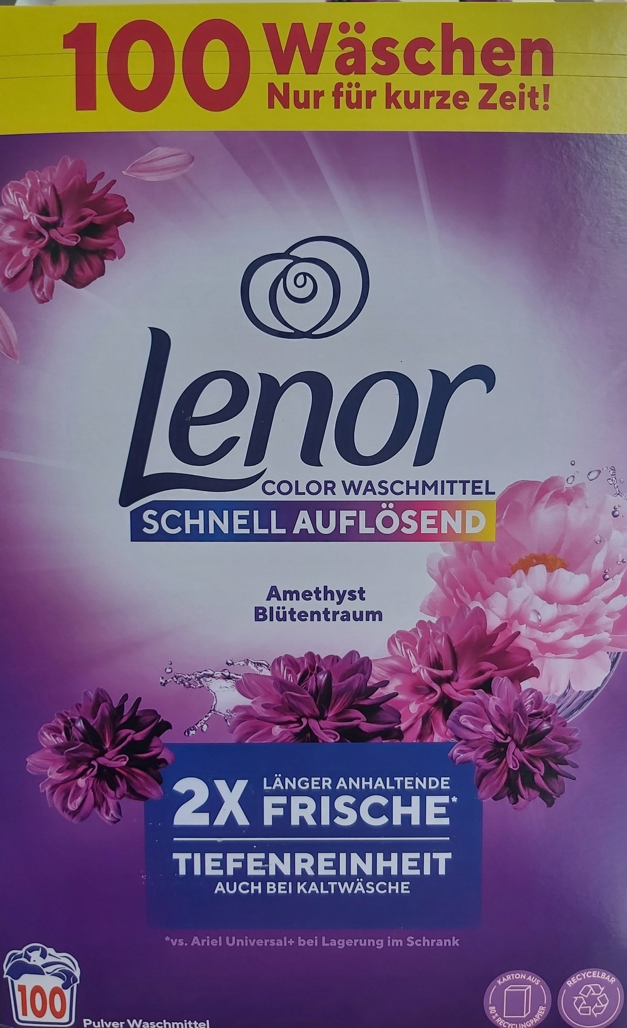Levně Lenor Amethyst Blutentraum prášek na barevné prádlo 100 praní6 kg
