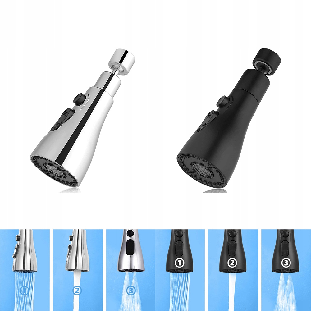 PERLATOR AERATOR PRZEDŁUŻKA DO BATERII 3 FUNKCJE CZARNY Rozmiar gwintu M22x1 M24x1