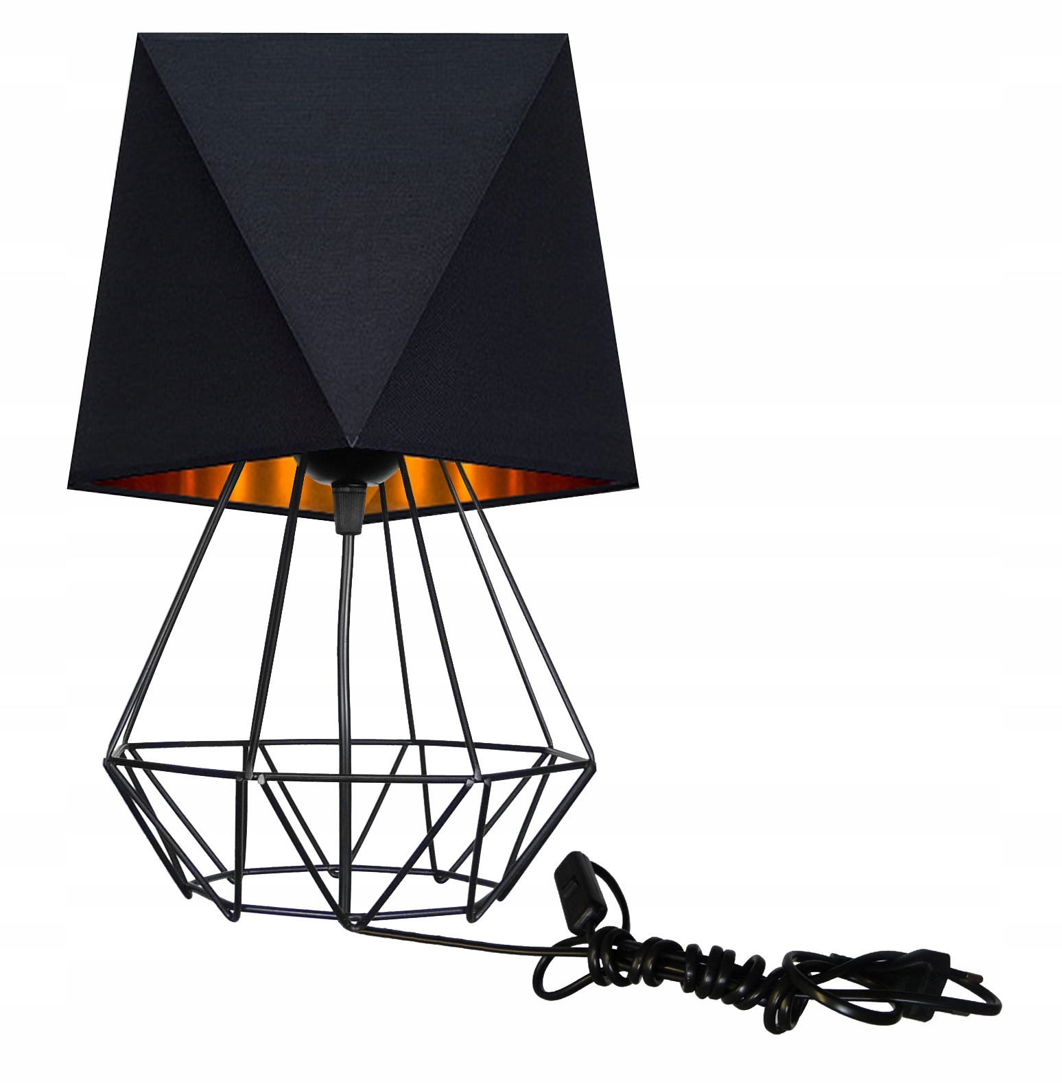 LAMPKA NOCNA STOŁOWA CZARNO - ZŁOTA OPRAWA LED