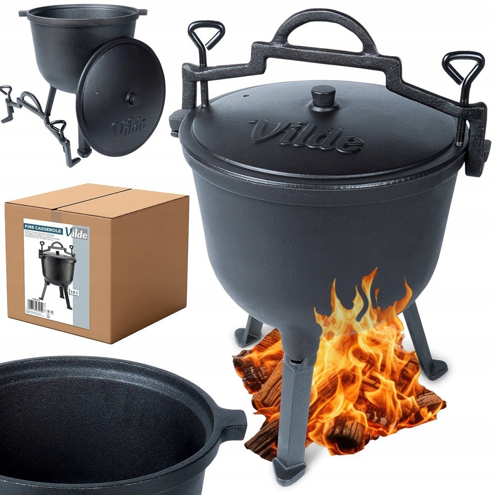 Litinový kotlík lovecký hrnec na pečeně, pražené dušenky 10 l