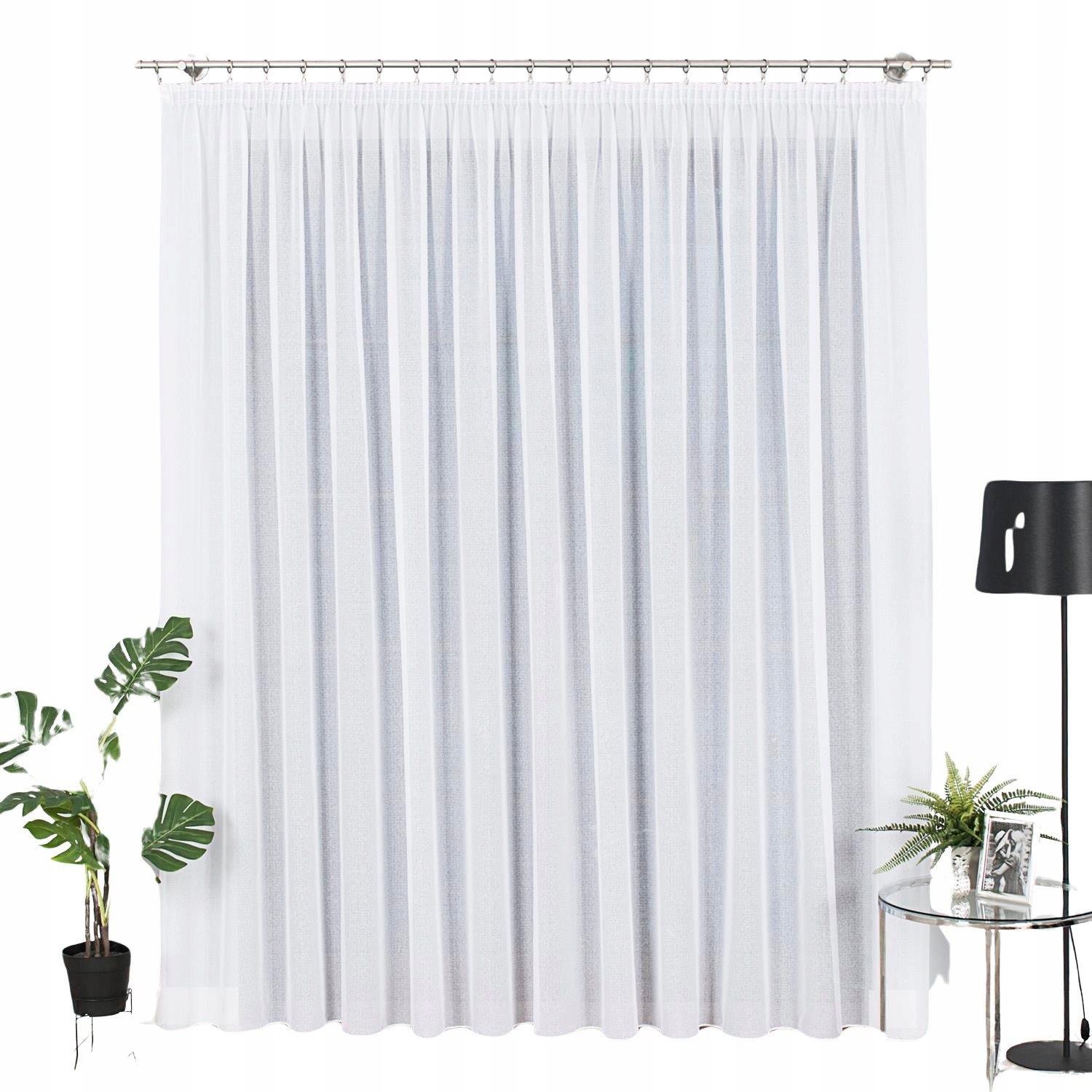 Bílá Jemná Záclona S Páskou Wave Pro Kolejnice Ks 250x265