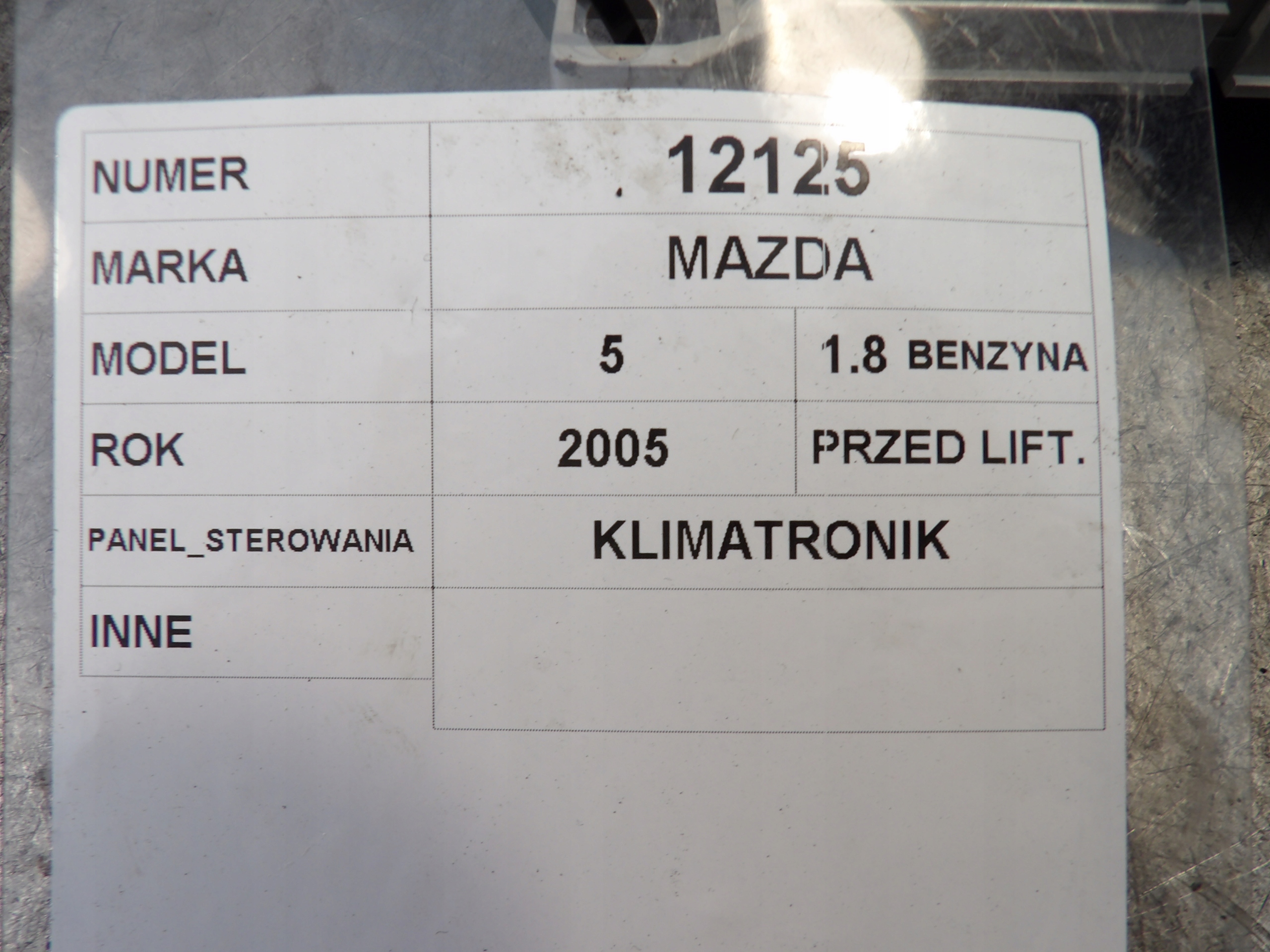 Mazda V 5 panel klími, klimatizaci K1900CC51