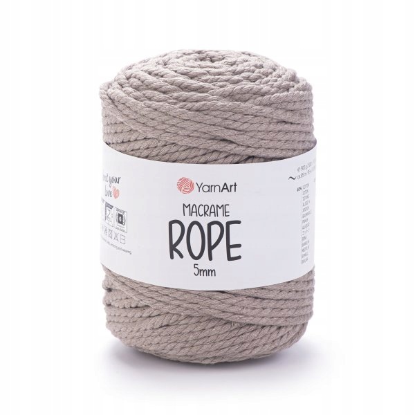 YarnArt Macrame Rope 5mm 768 šedý provázek makramé sada 2 x 500 g