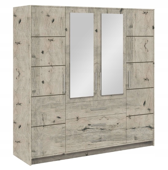 Szafa Bali D4 lustro biała mat 196cm Wysokość mebla 200 cm