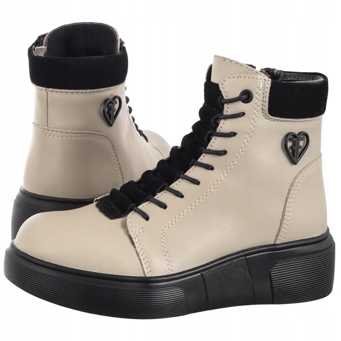 Dámské kožené Kotníkové Boty na platformě Filippo Béžová DBT7128/25