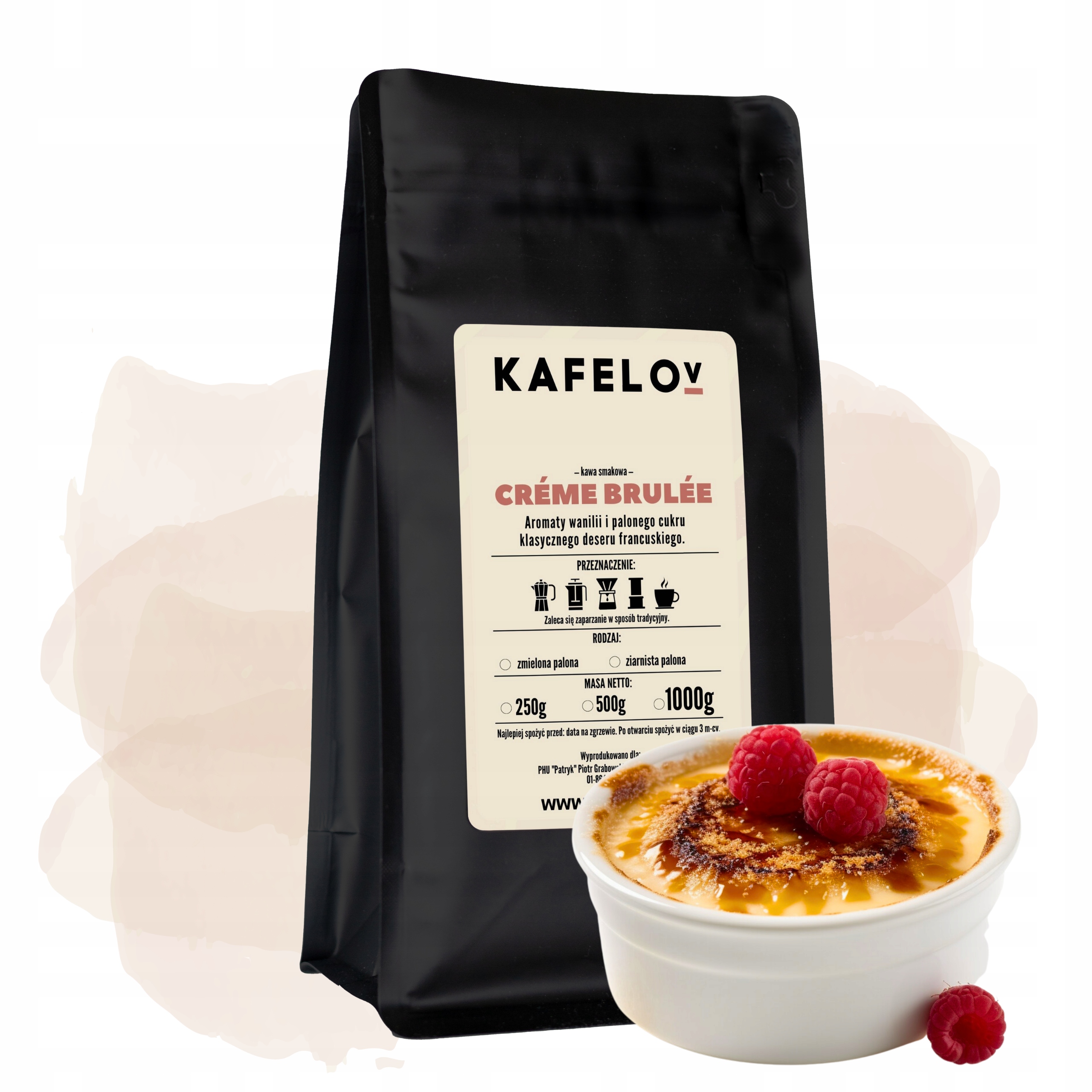 Levně Káva ochucená káva 1 kg Creme Brulee Arabika čerstvě pražená