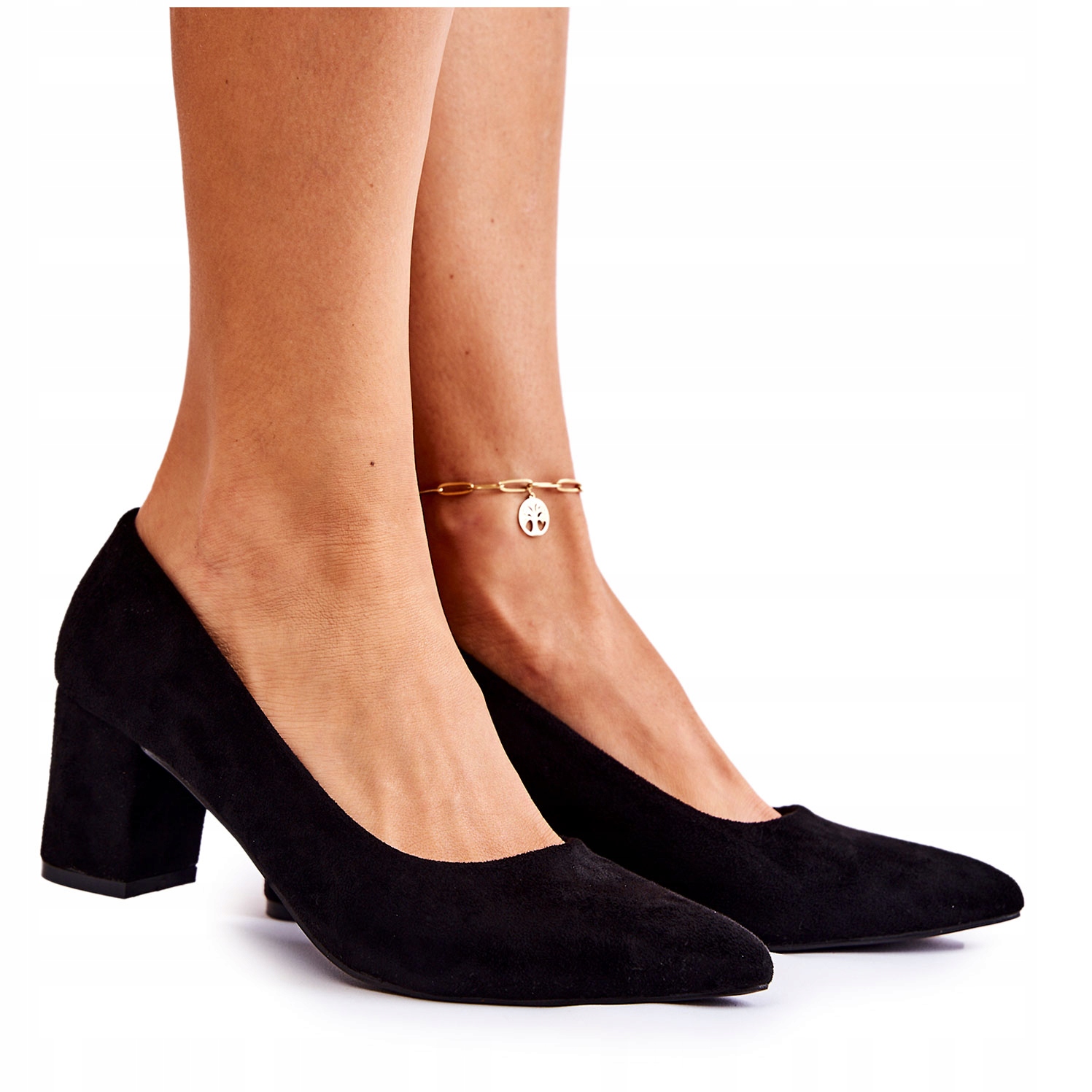 

Klasyczne Czółenka Zamszowe Na Słupku Czarne 38