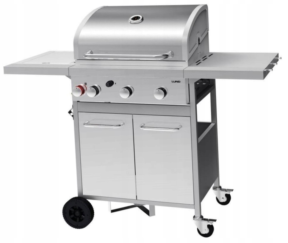 Lund Plynový Gril 3+1 12,8 Kw Litinový Rošt Boční Hořák Teploměr 99654