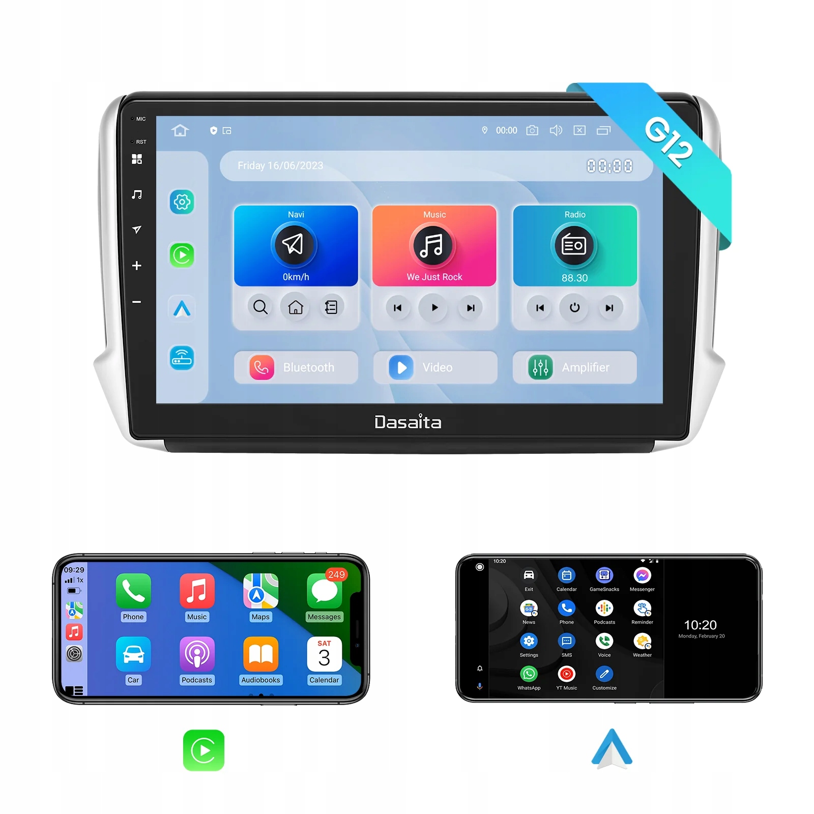 Android 12 rádio Peugeot 208 2008 10.2" CarPlay 8/256GB