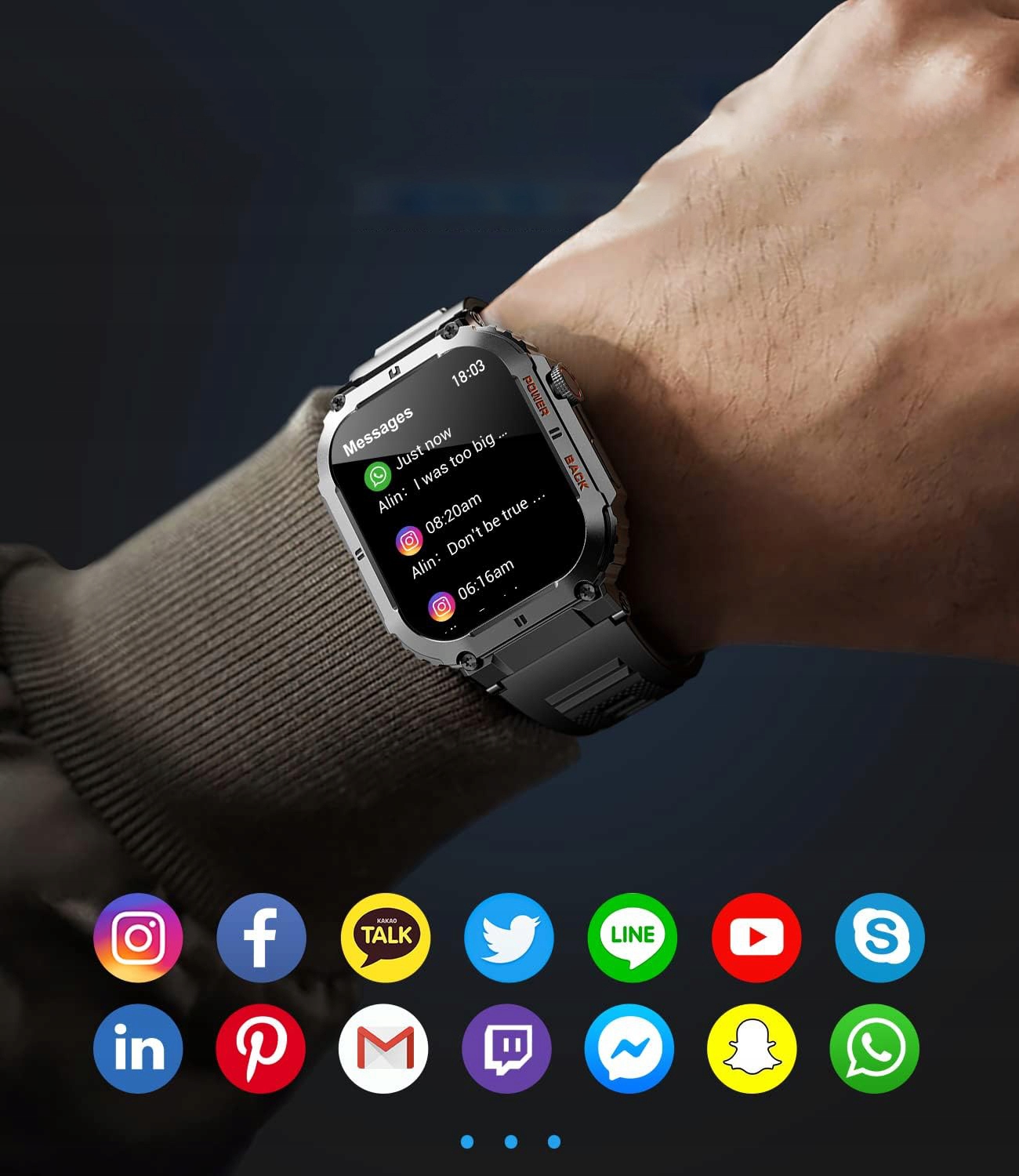 ZEGAREK SMARTWATCH MĘSKI 1.96 cal WODOODPORNY ROZMOWY SPORT SMART WATCH Marka Inna