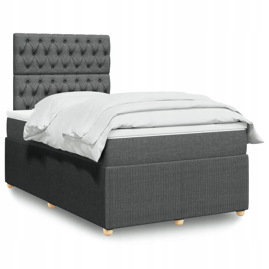 vidaXL Box spring postel s matrací tmavě šedá 120x200 cm textil