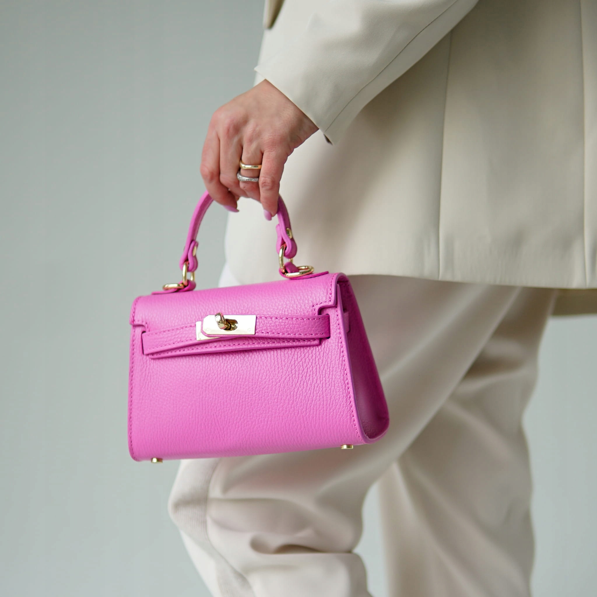 Dámská kabelka Kufřík, kůže Emily Růžová