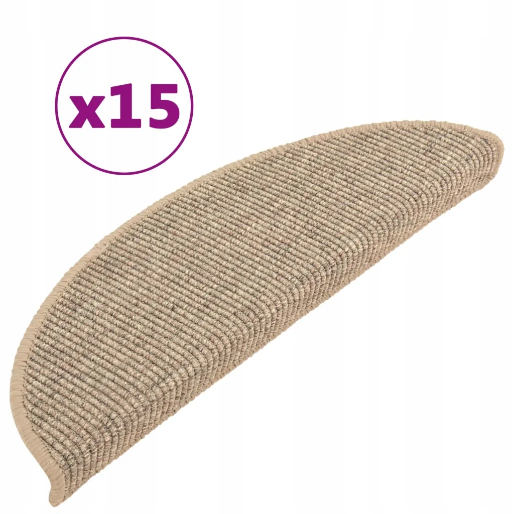 Podložky na schody 15 ks 56x17x3 cm Tmavobéžové polkruhové