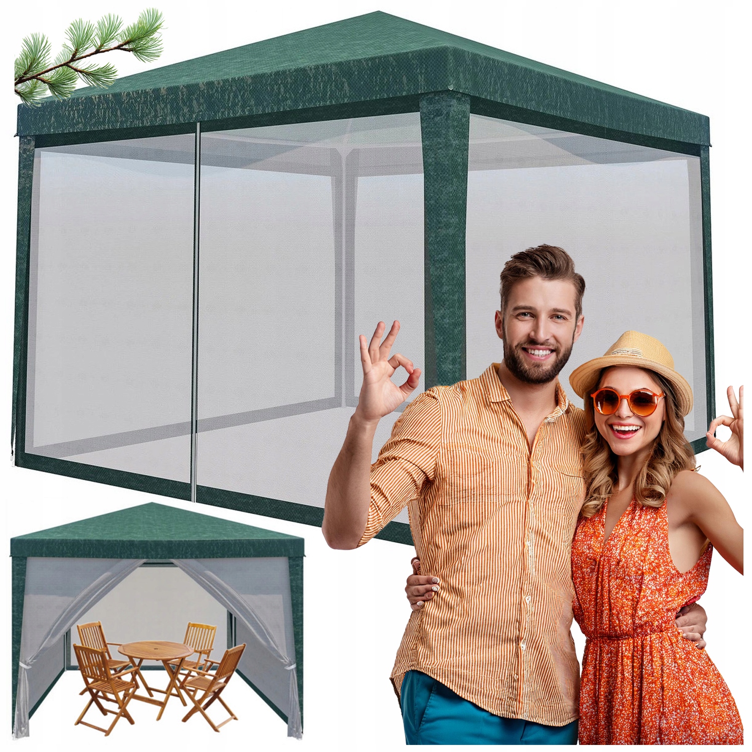 Záhradný stan Pavilón do záhrady 3x3 m Altana Moskytiera 4 bočné steny