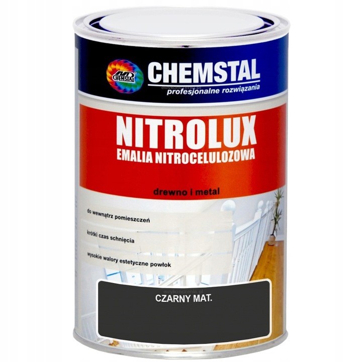 Nitroový smalt Nitrolux Černý mat 5L Chemstal