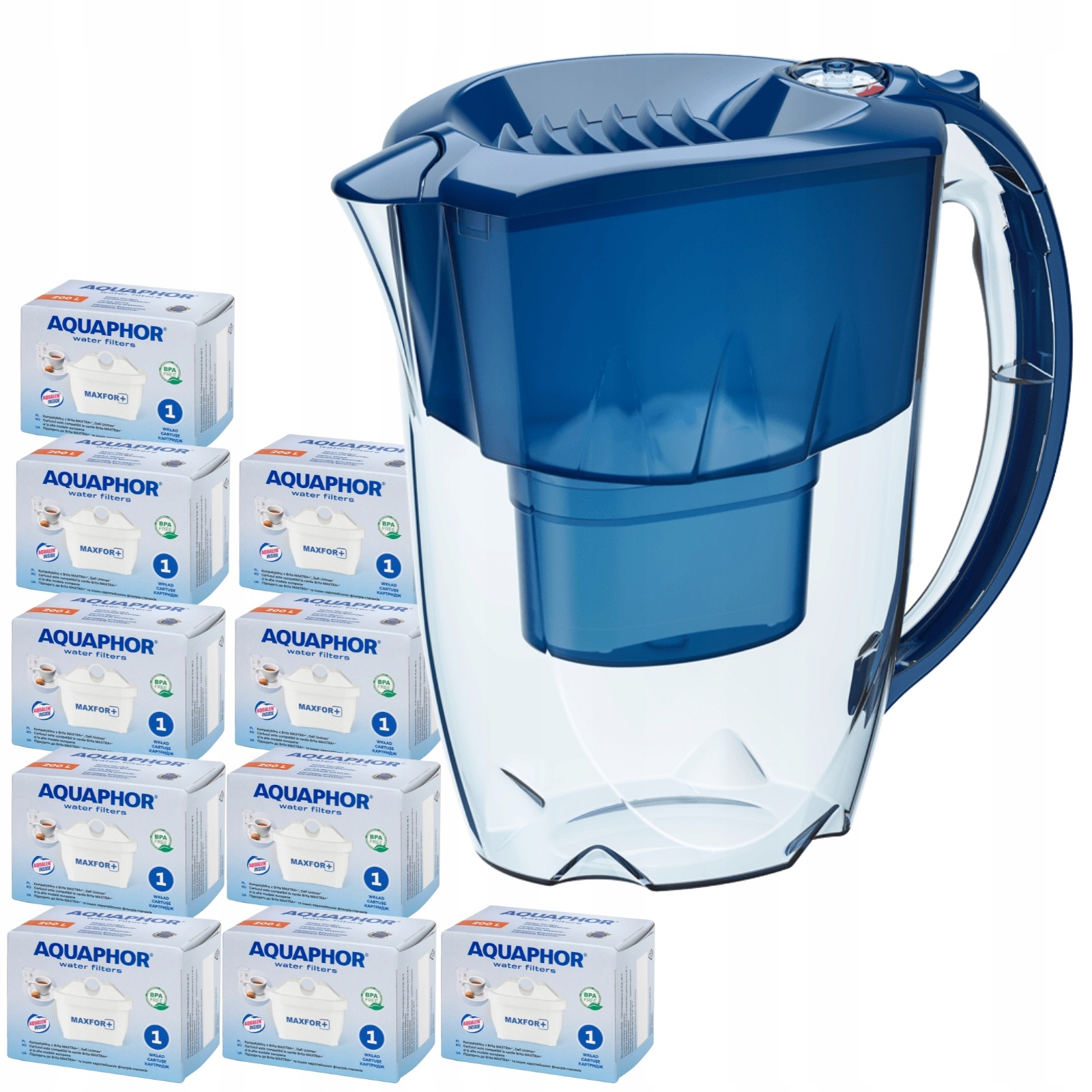 Filtrační konvice Aquaphor Amethyst 2,8 l, modrá, s 10 vložkami Maxfor+