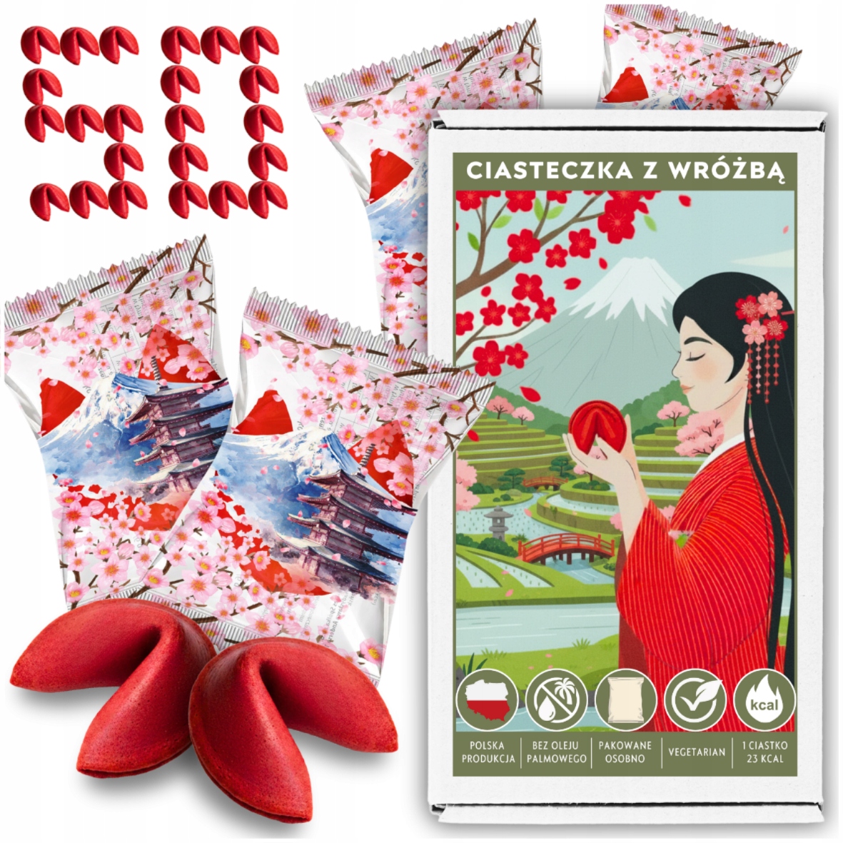 Ciasteczka z Wróżbą dla Gości na Imprezę Sakura Japońskie Wegetariańskie 50
