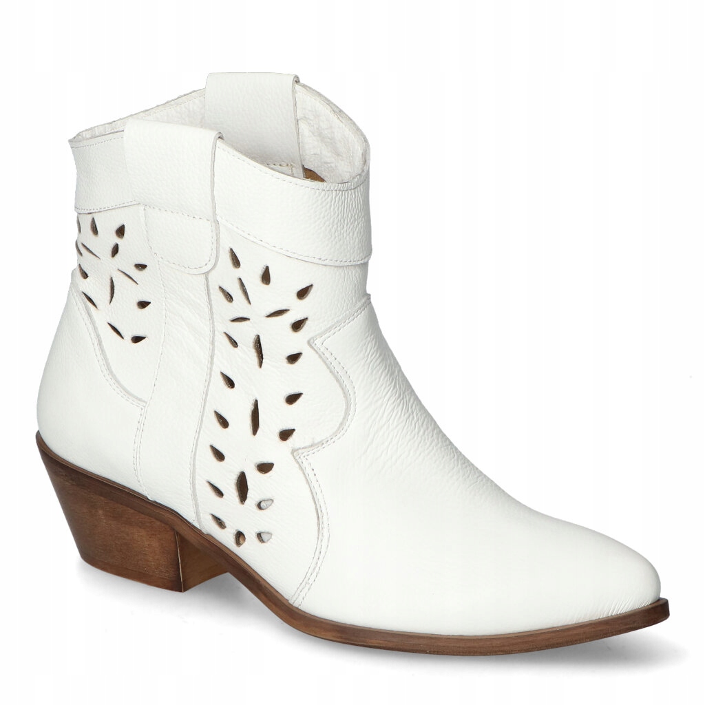 Kotníkové Boty Kovbojské Boty Nicole 2870/009 Bílé lico 36