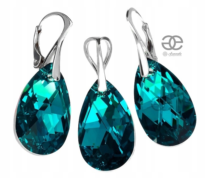 Křišťálový komplet Blue Zircon Stříbro Arande
