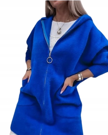 

Płaszcz alpaka z kapturem kobalt