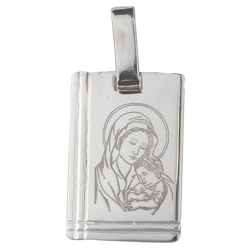 Plechový Medailonek S Pannou Marií Stříbro 925 Gravírování