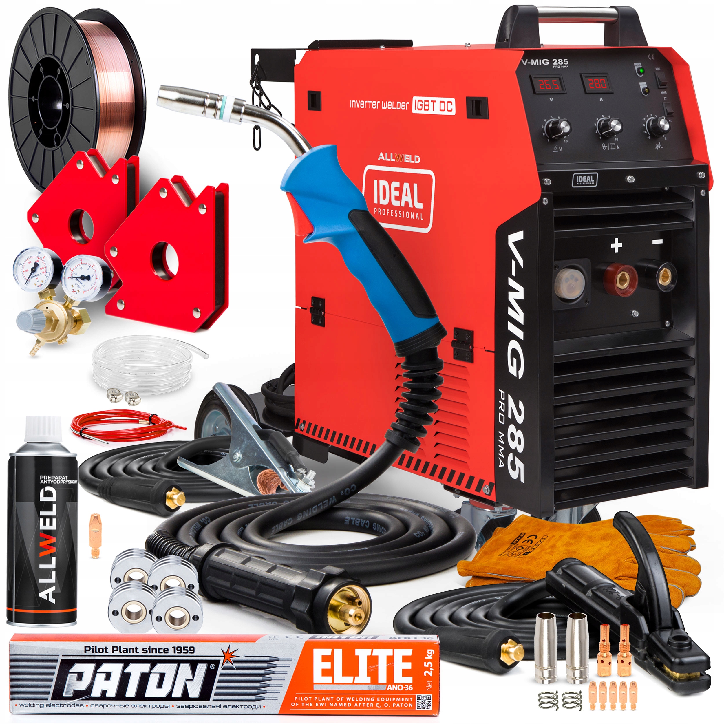 Invertorová Svářečka Invertorová Ideal V-mig 285 4X4 Pro Mma Mag Alu Igbt 400V