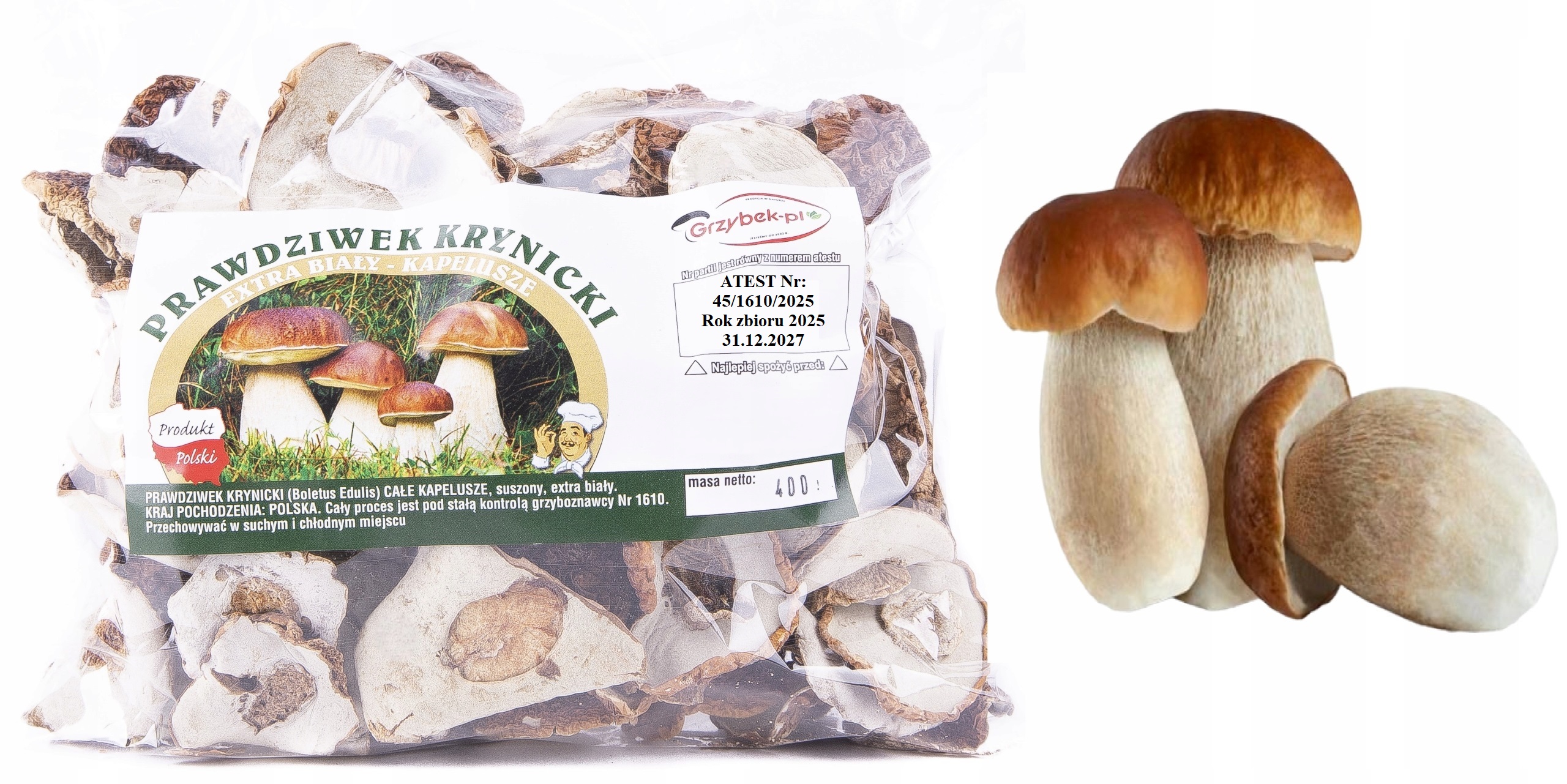 Pravík Krynický Bílý Klobouk 400g Nová Sbírka 2025 Atest houby sušené
