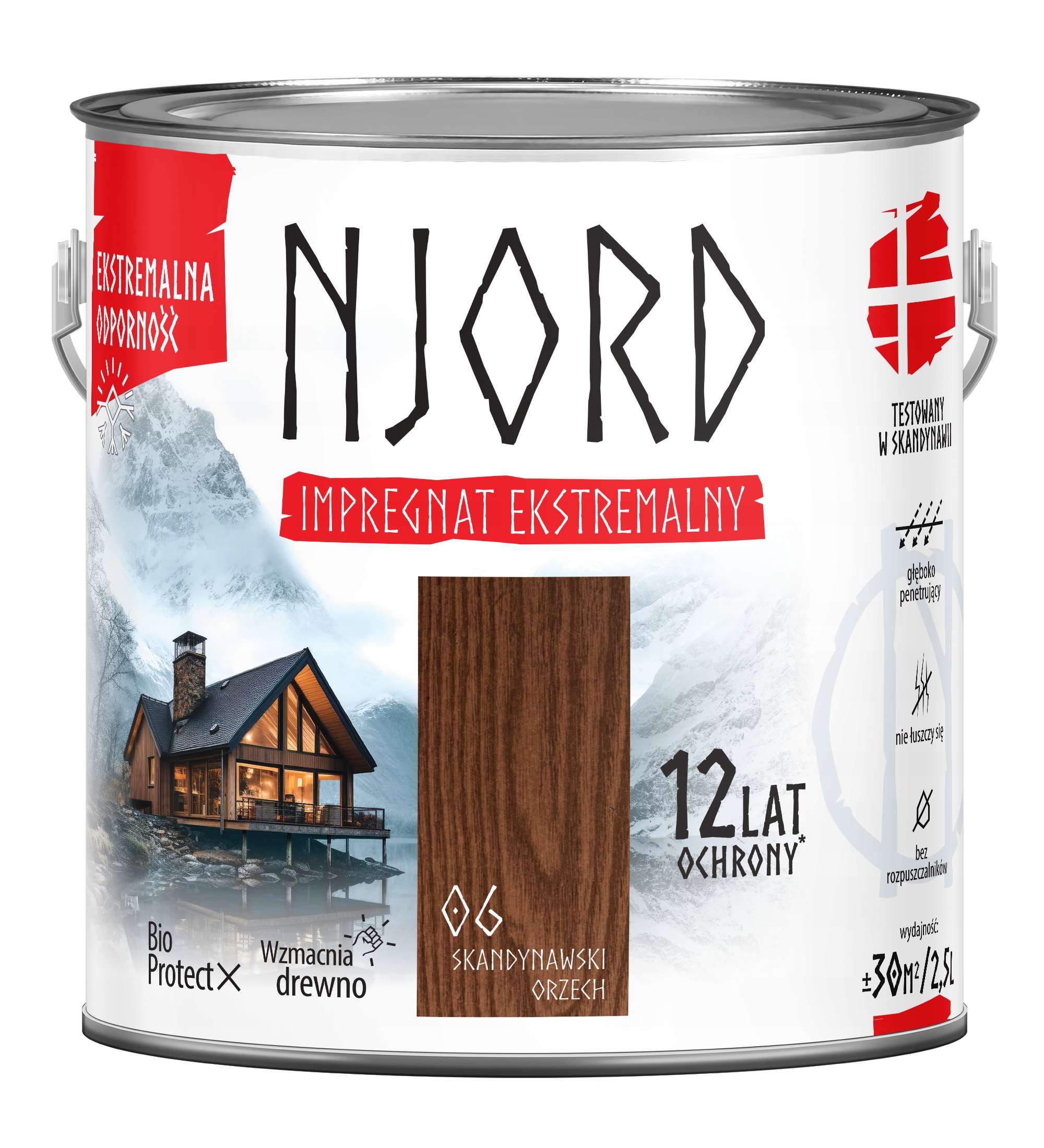 Njord Extrémní Impregnační Nátěr Na Dřevo Skandinávský Ořech 2,5 L