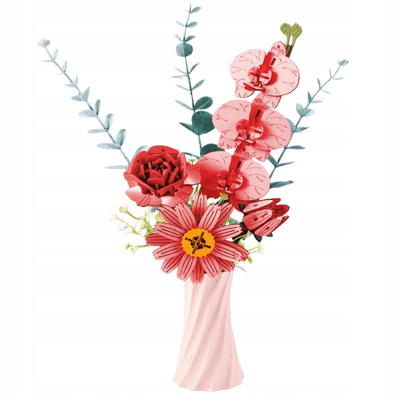 Układanka Różowy Bukiet Kwiatów Flower Box Diy Puzzle 3D Drewno