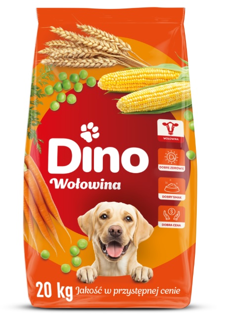 Levně Suché krmivo pro psy Dino s hovězím masem 20 kg Káva Bonus