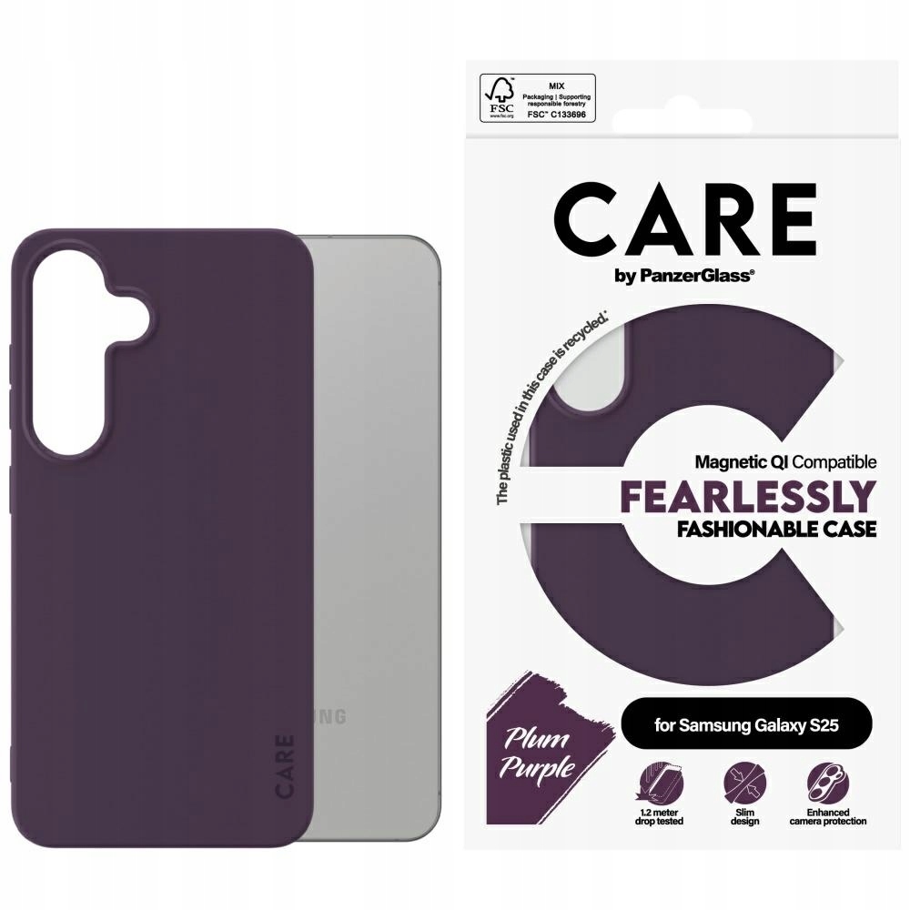 Pouzdro pro Samsung Galaxy S25 PanzerGlass Fashion Qi fialové