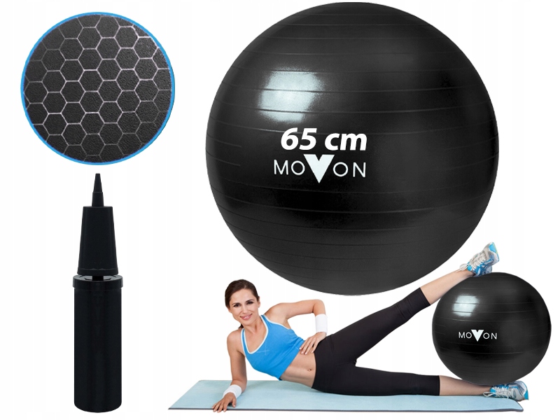 Piłka Do Ćwiczeń Gimnastyczna Fitness Rehabilitacyjna Pompka Movon 65CM