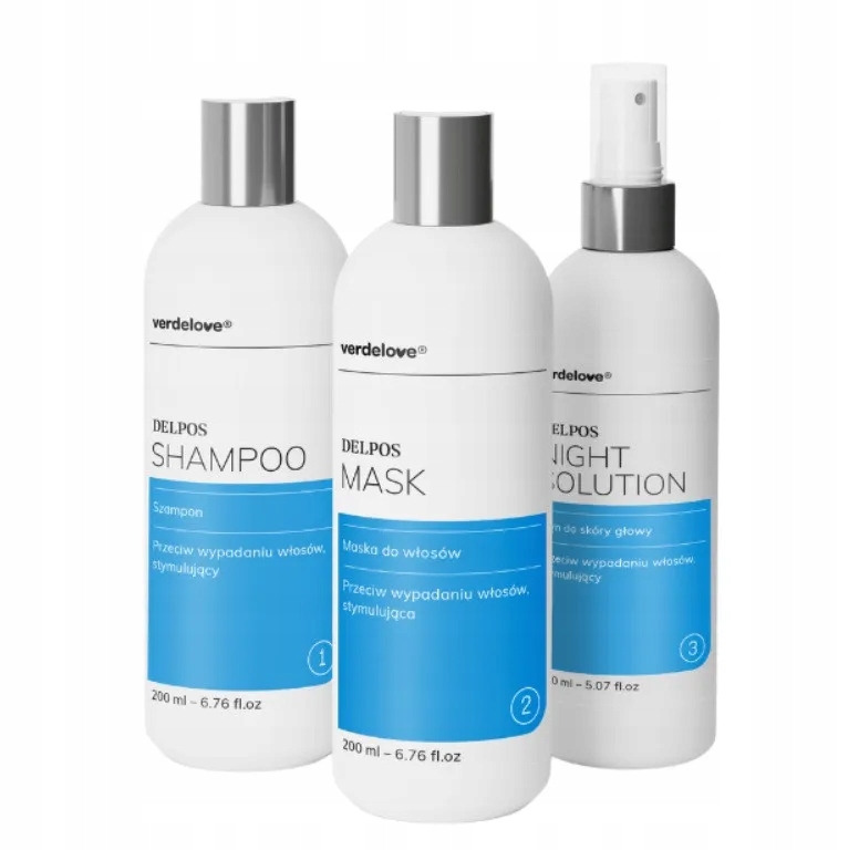 Verdelove Delpos Szampon Maska Płyn na wypadanie włosów Zestaw