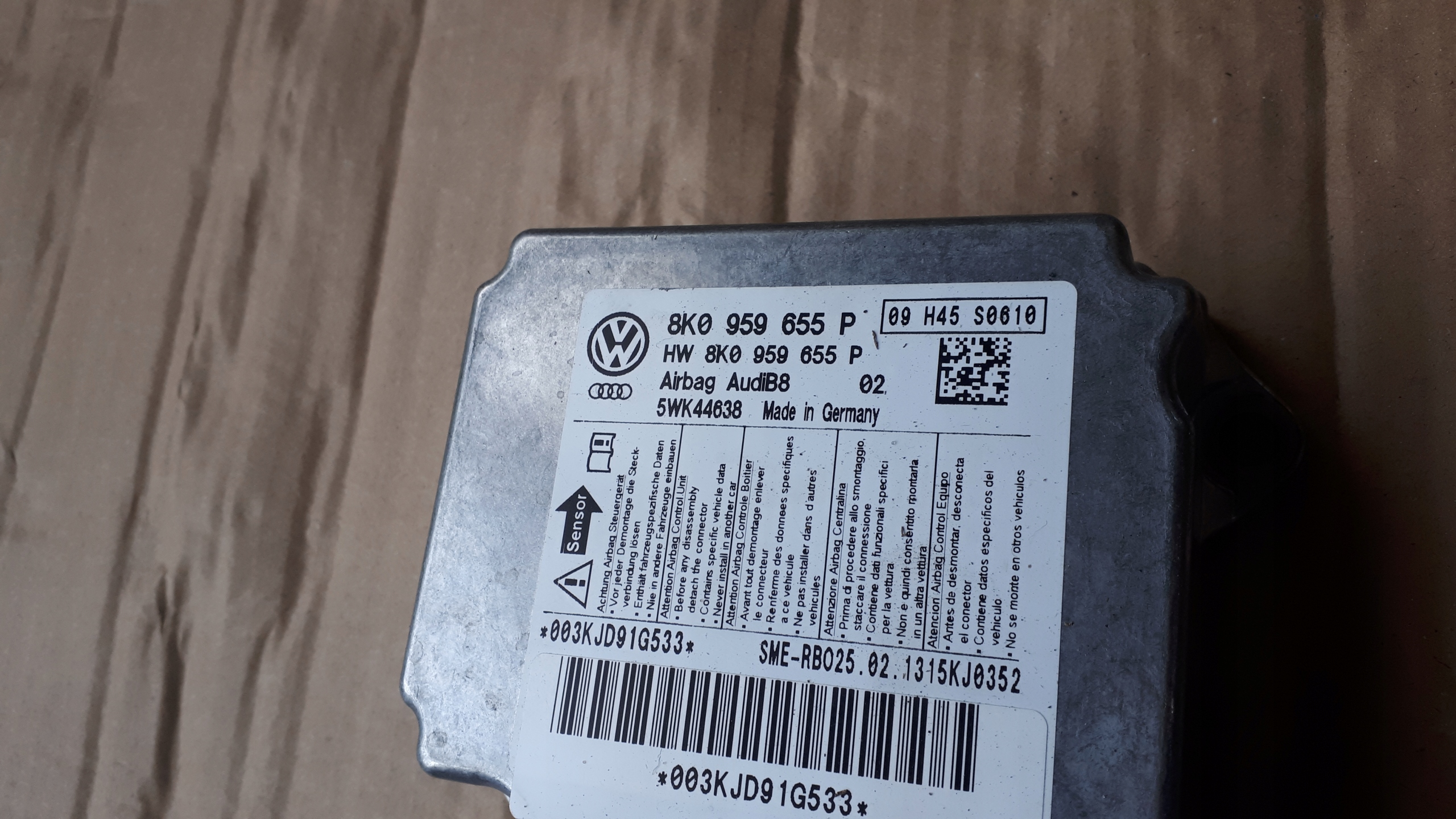 S4 B8 LIFT SENSOR modulo airbag 8K0959655P A4 B8 S5