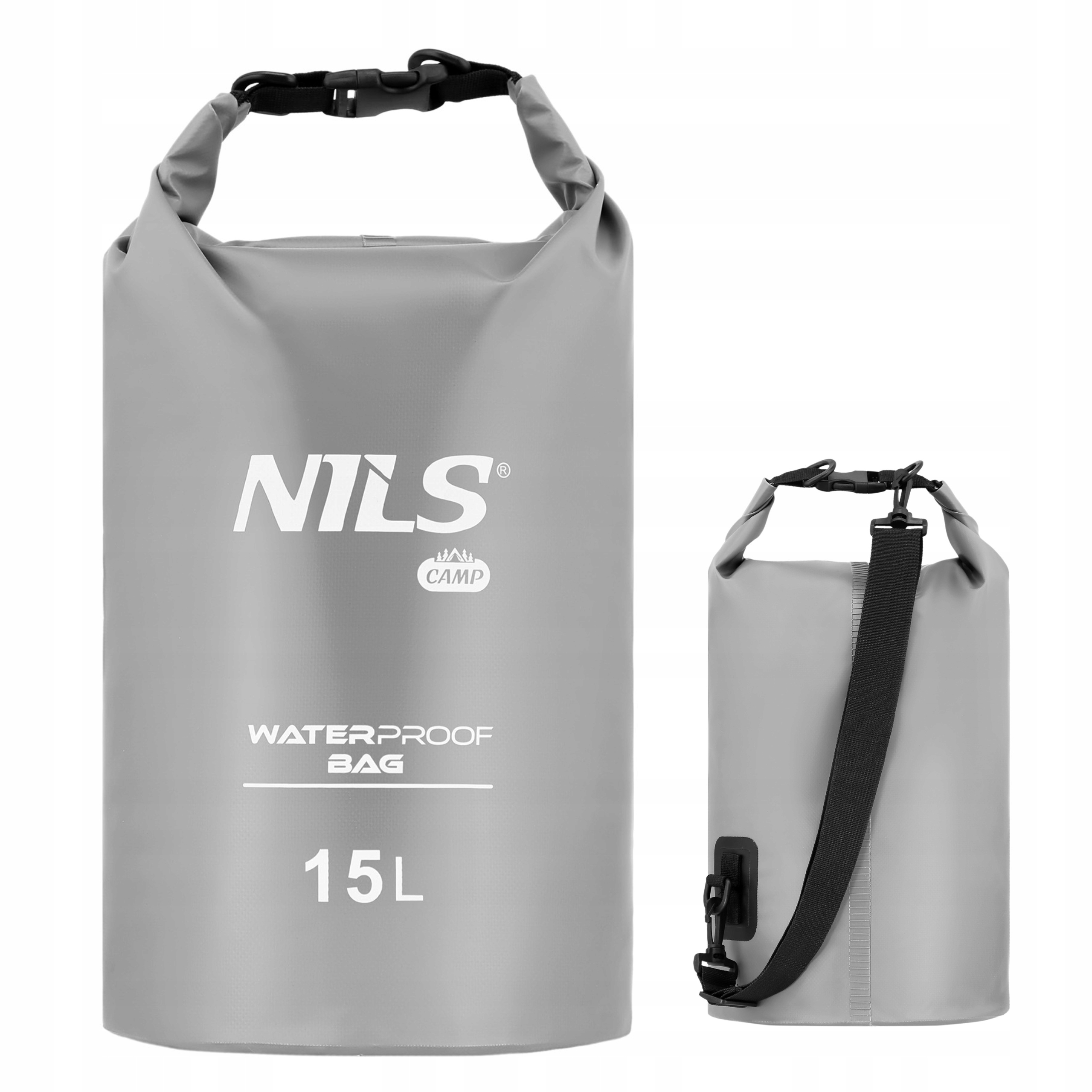 Worek wodoszczelny 15L dry bag plecak kajakowy na plażę szary Nils Camp