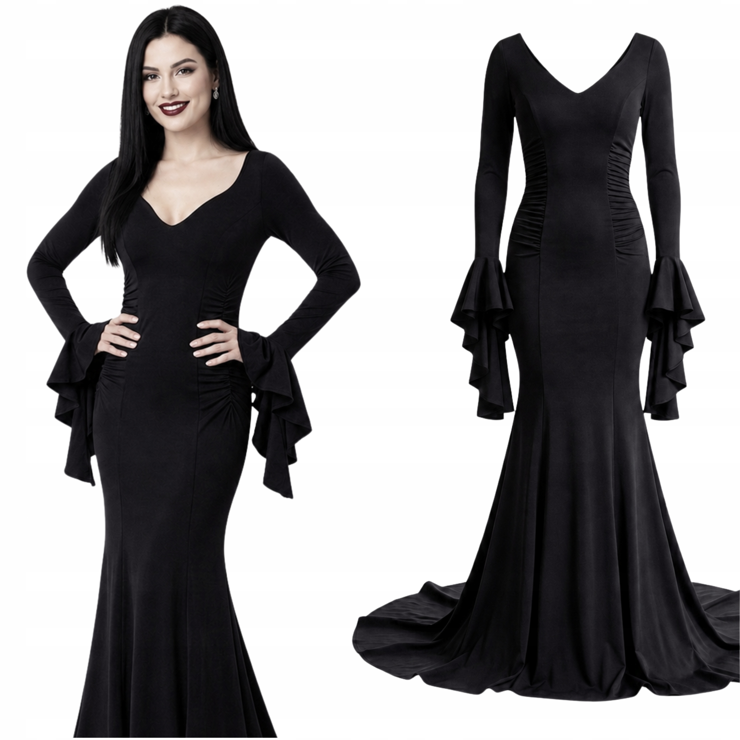 Kostým Morticia Addams Rodina Addamsů Na Halloween Šaty S/m