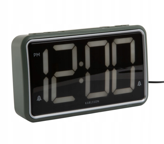 Elektronický stolní budík s Led displejem zelený New Retro