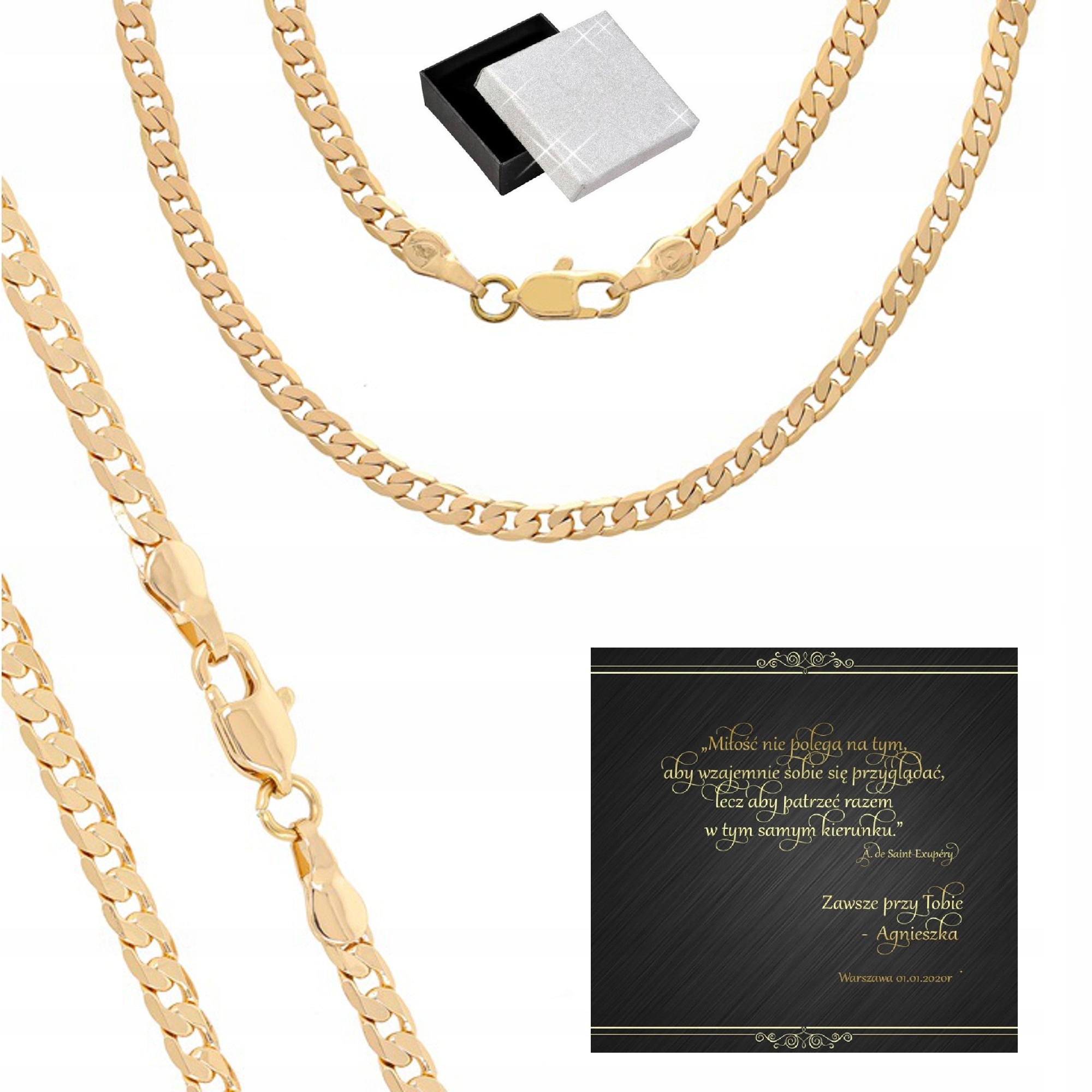 

Złoty Łańcuszek Pancerka 18K Dedykacja