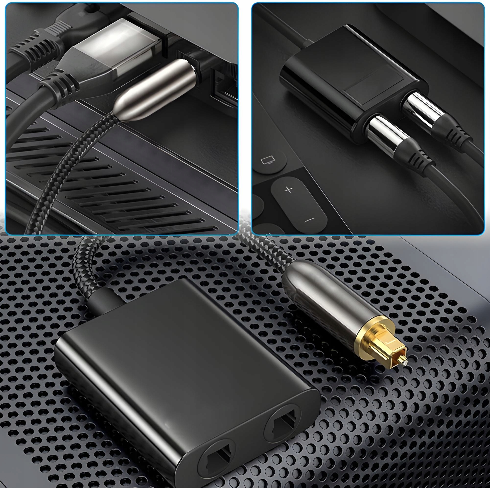 TOSLINK ROZDZIELACZ OPTYCZNY POZŁACANY AUDIO SPLITTER 1x2 SPDIF ADAPTER Model AS-TOS-1