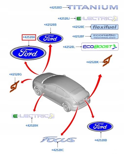 EMBLEMAT FORD FOCUS Mk3 C MAX KA Mk2 FIESTA Mk7 Weight with packaging 1 kg