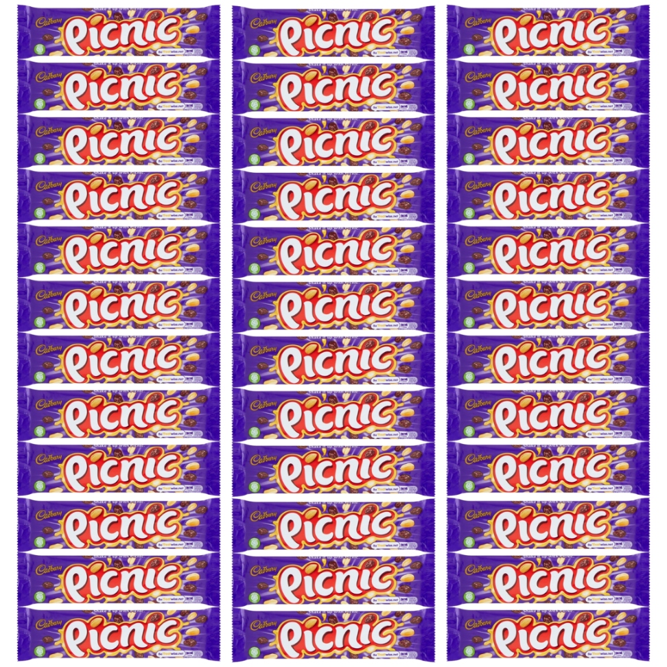 Levně Cadbury Picnic Čokoláda s karamelem a oříšky 48,4 g x 36 kusů