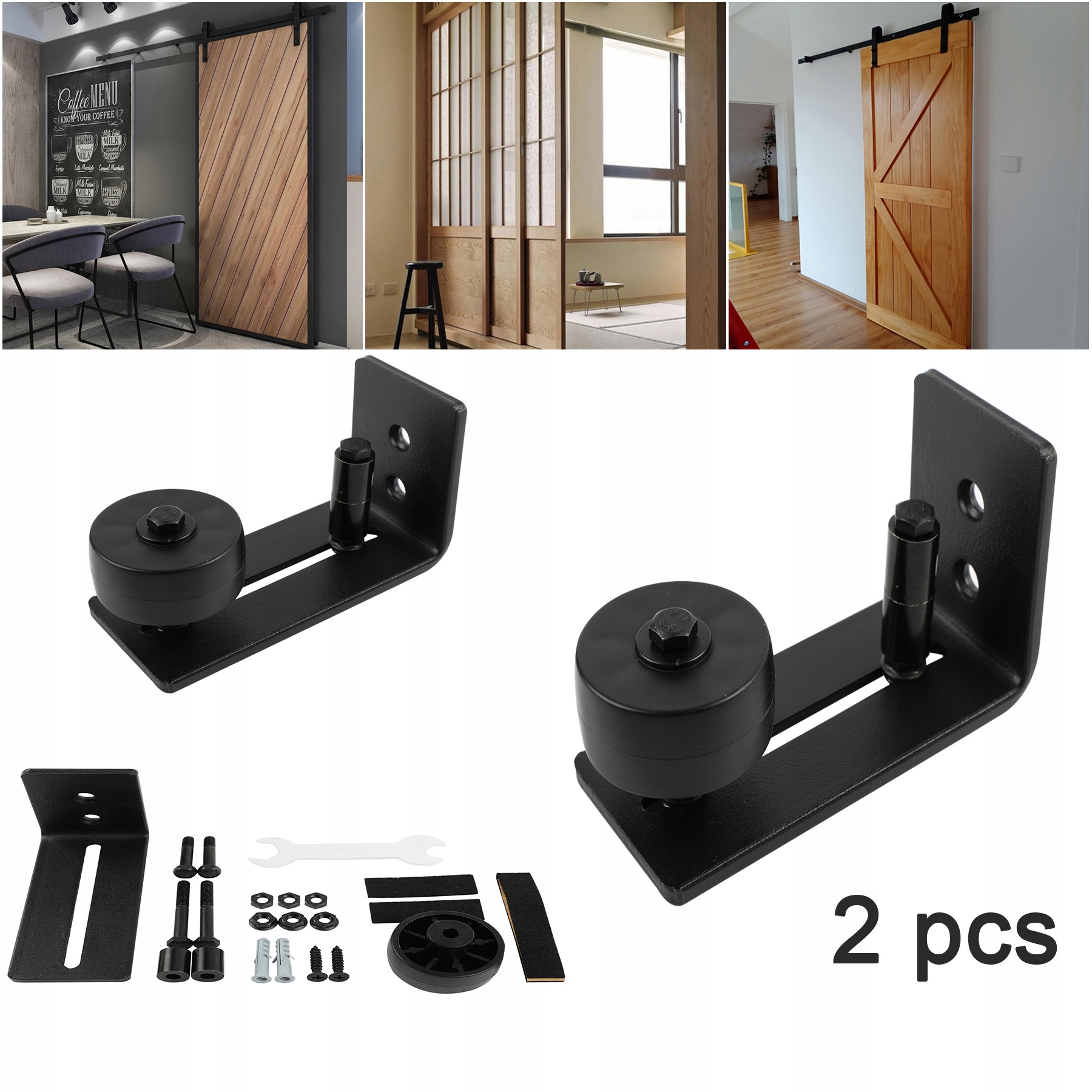 2SZT SYSTEM PROWADZENIA DRZWI PRZESUWNYCH NAŚCIENNYCH AKCESORIA Z WKRĘTAMI