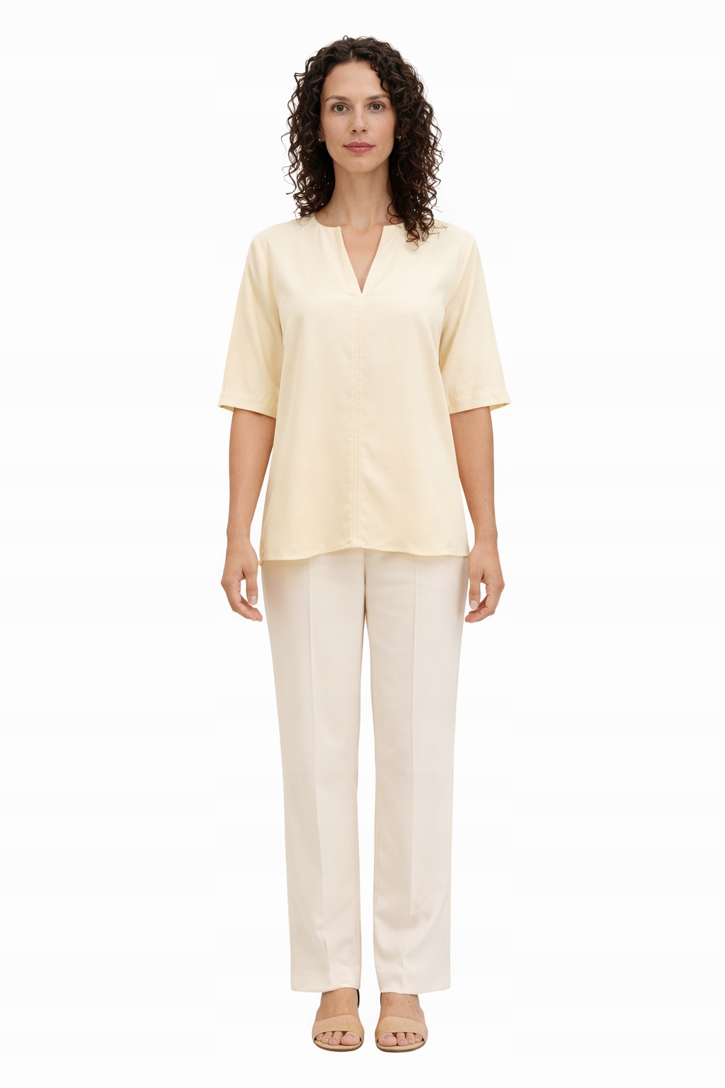 Tommy Hilfiger Béžová Halenka S Výstřihem Do Špičky A Rukávem 3/4 36 I4C