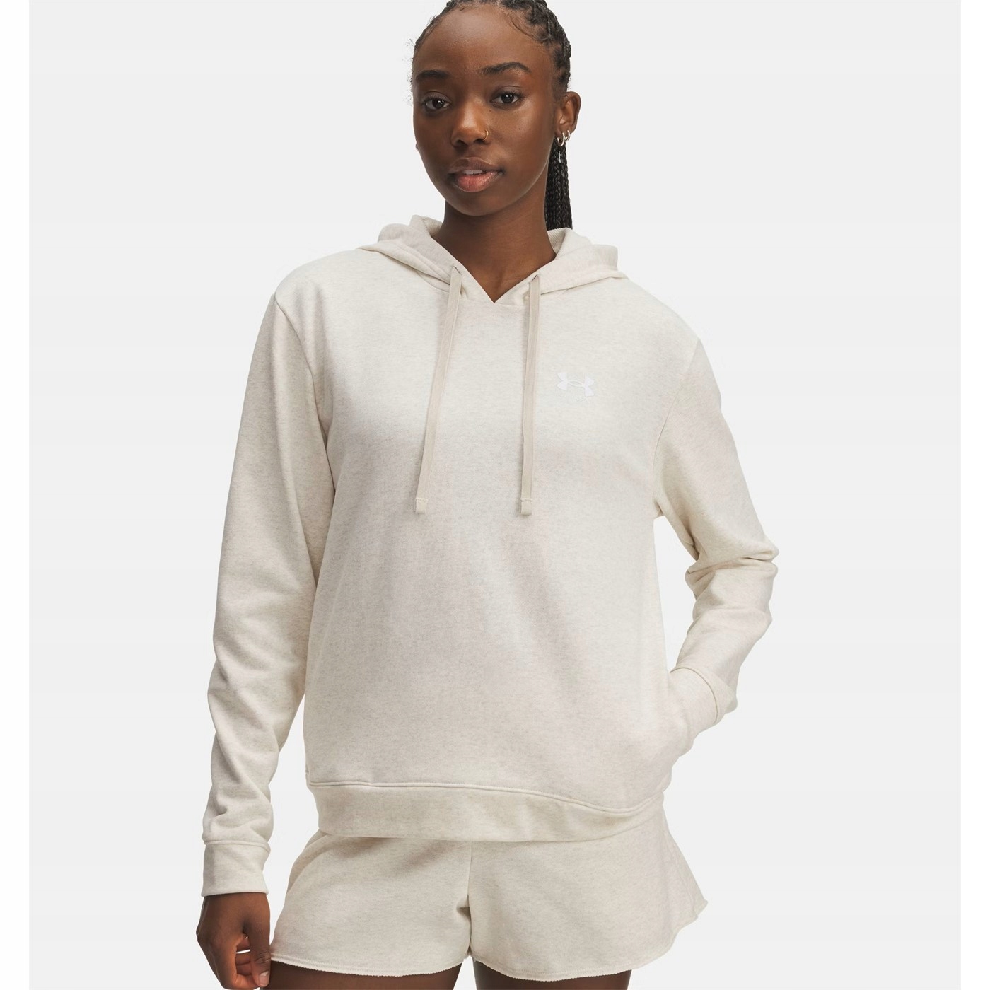 Mikina S Kapucí Under Armour Rival Terry Bavlněná Béžová S